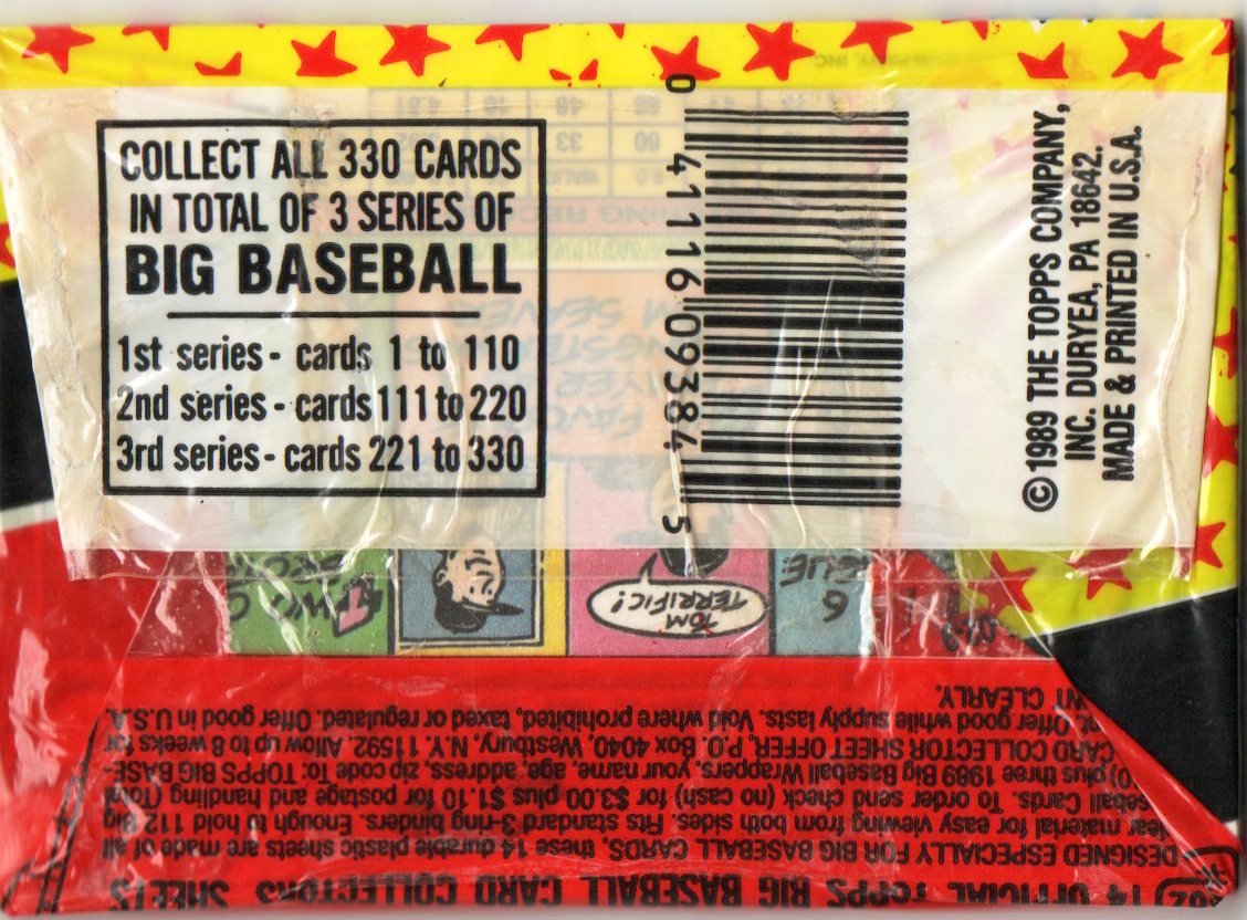 Topps 1989 Big Cards 2nd series 7 card pack