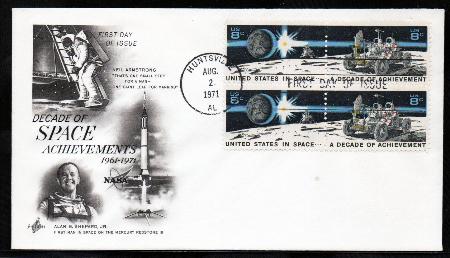 Decade of Space Achievements - First Day Cover - 1971 - Neil Armstrong & Alan Shepard