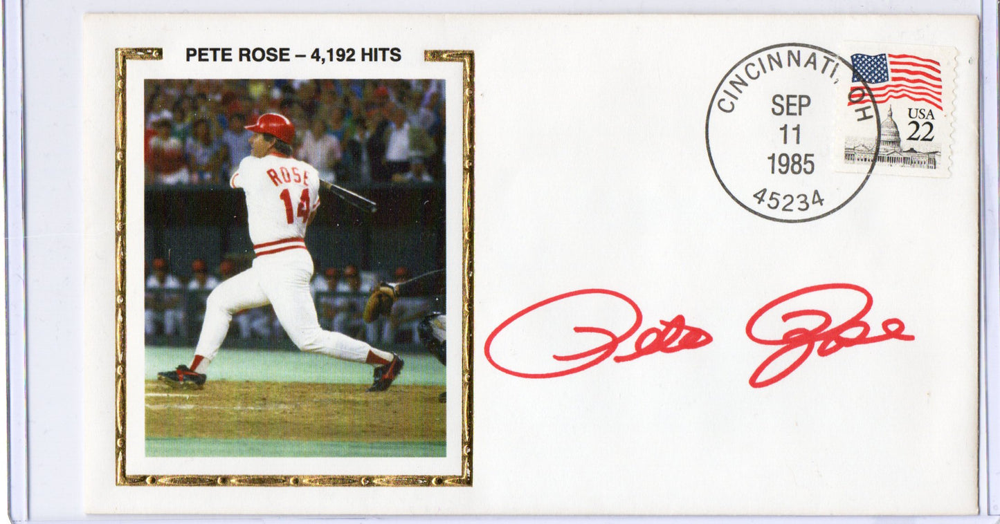 Pete Rose Signed 1985 FDC Envelope (PSA Coa) (L1) See decription