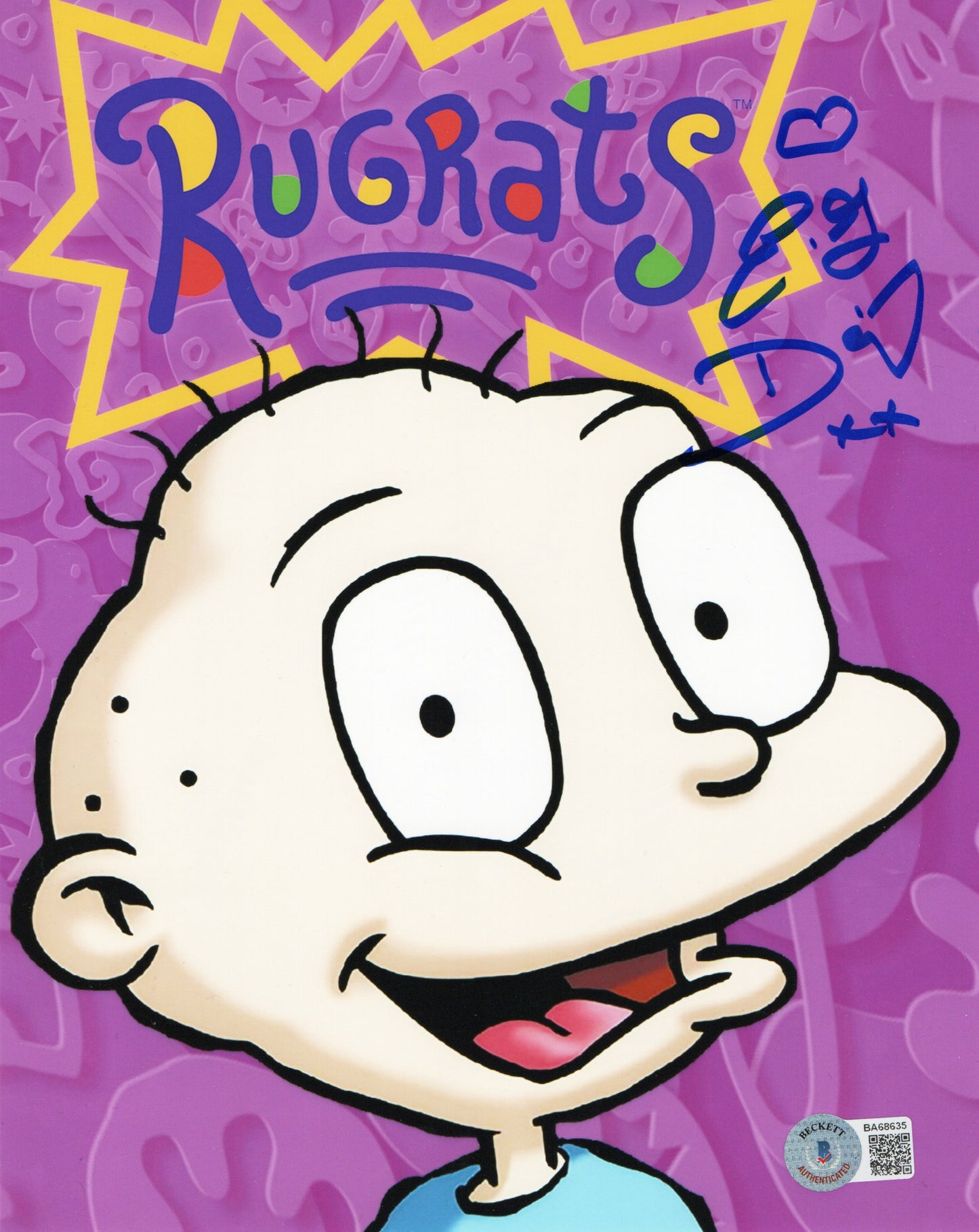 EG Daily- "Tommy Pickels" - Rugrats -Signed 8x10-Beckett COA
