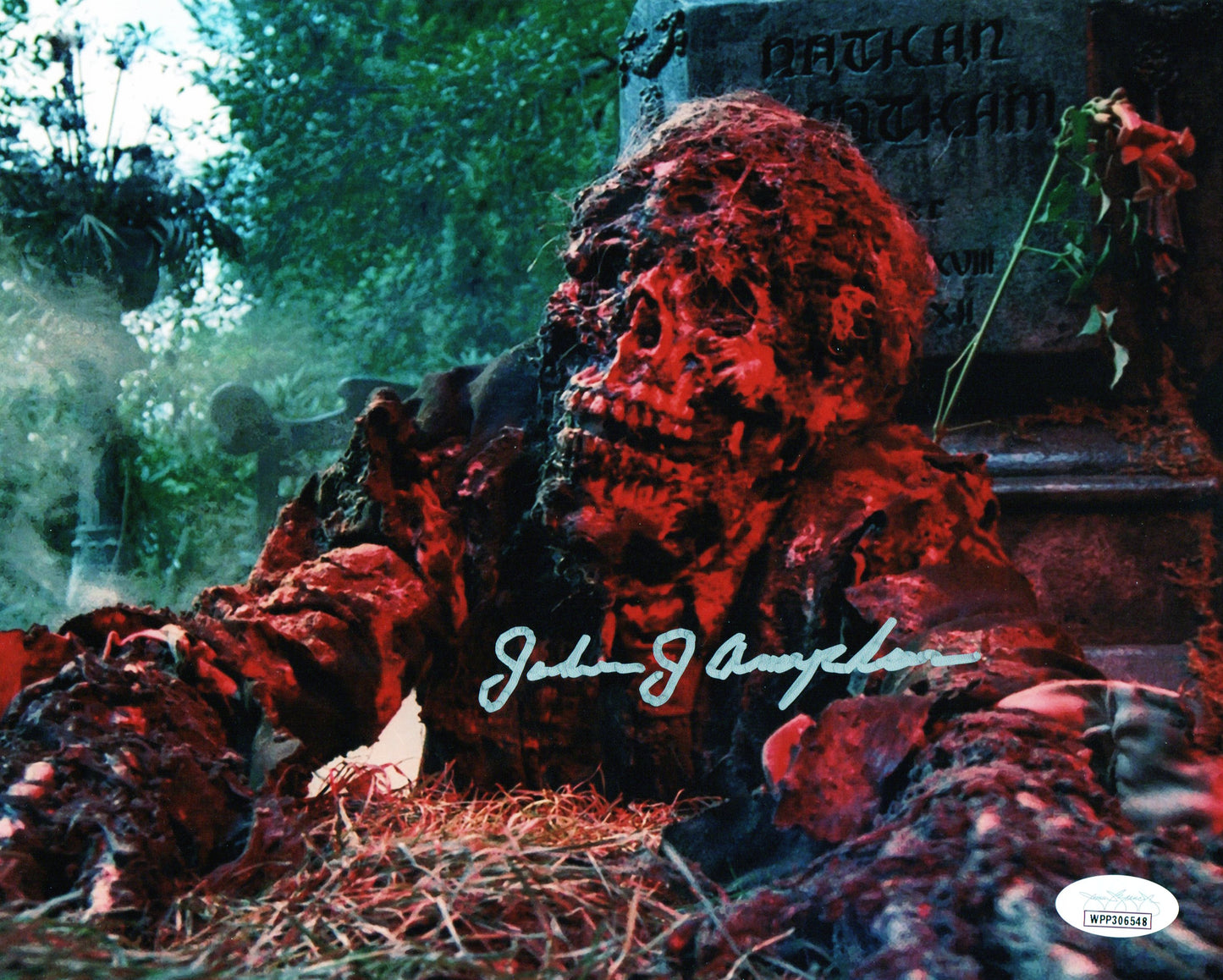 John Amplas-as Nathan's Corpse-signed Creepshow 8x10-Beckett