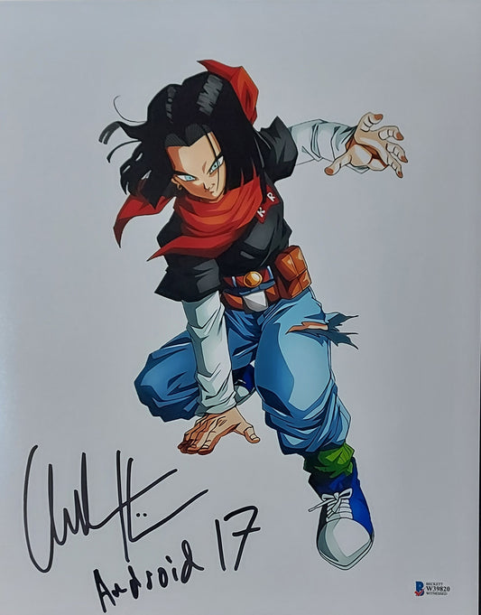 Chuck Huber-as Android 17-signed Dragon Ball Z 11x14-Beckett