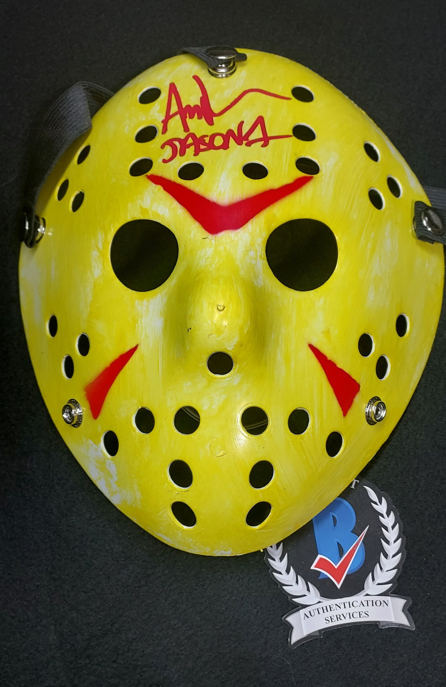 Ari Lehman-Young Jason-Friday 13th-Signed Hocky mask replica-Beckett (B2)