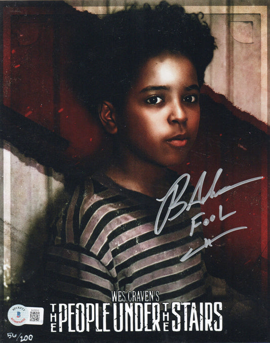 Brandon Quintin Adams: The People under the Stairs - "Fool" - signed 8x10 - Beckett COA