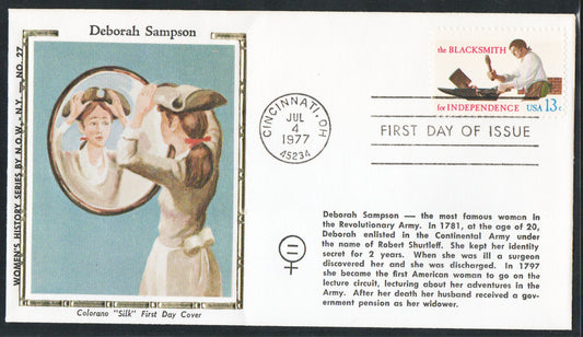 Deborah Sampson - First Day Cover - 1977 - Colorano "Silk" - Women's History Series