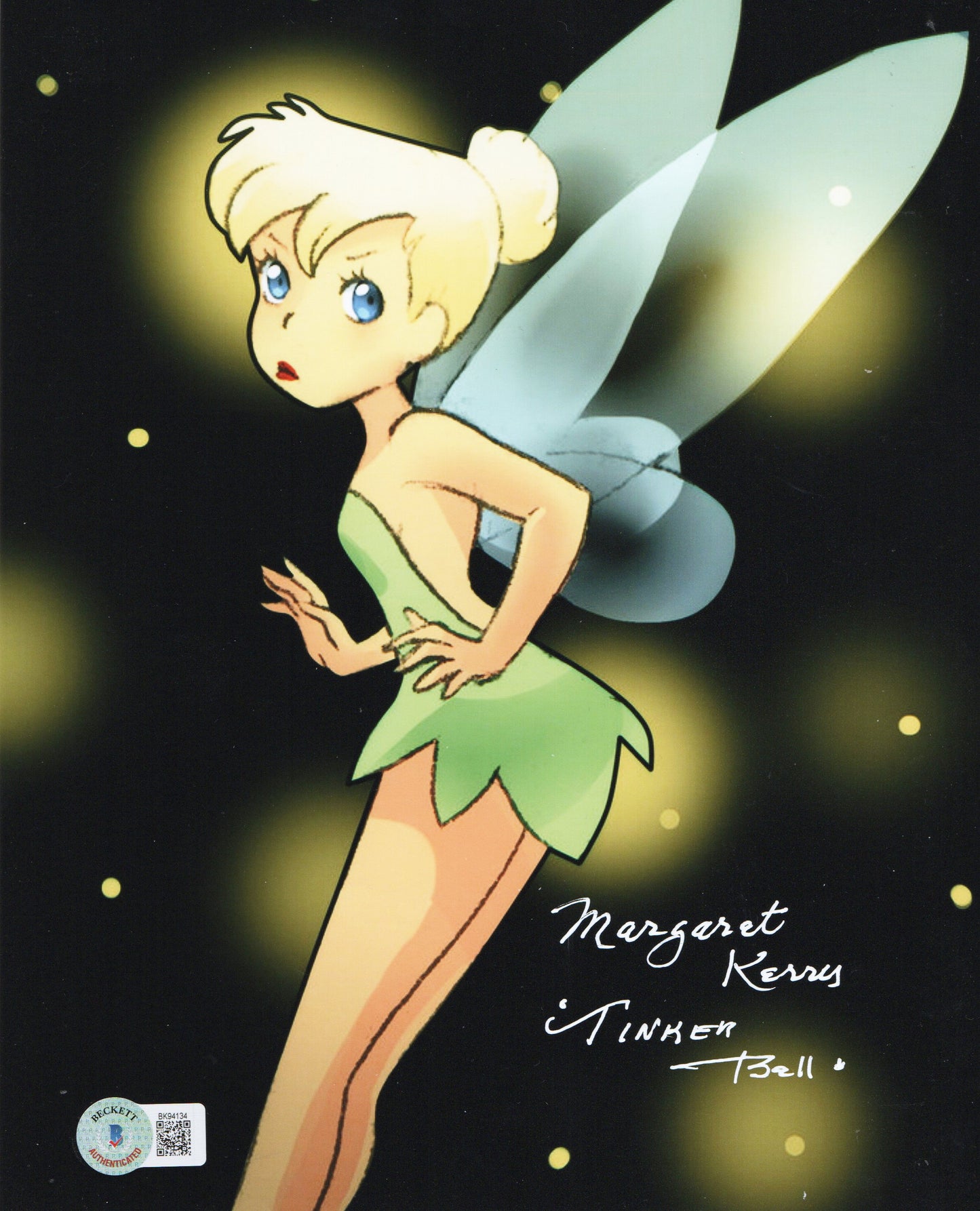 Margaret Kelly- Disney Tinker Bell Autographed 8x10 -Beckett