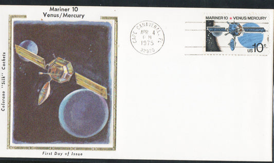 Mariner 10 - First Day Cover - 1975 - Colorano "Silk" - Space Series