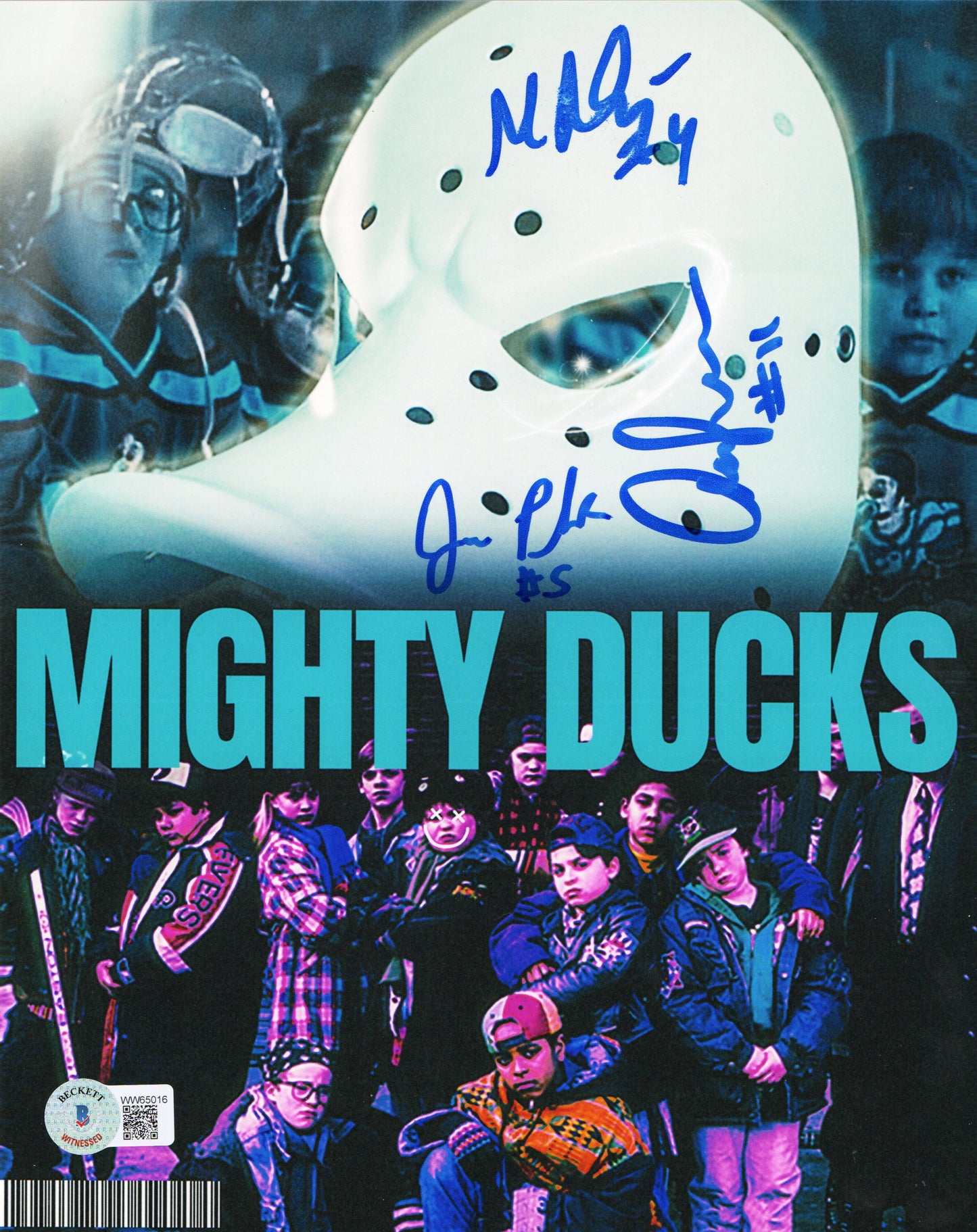 Mighty Ducks: Tripple cast signed 8x10: Beckett COA (2)