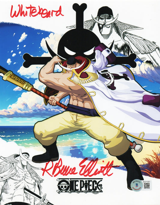 R. Bruce Elliott-voice of "Whitebeard"-signed Onepiece 8x10- (Beckett)