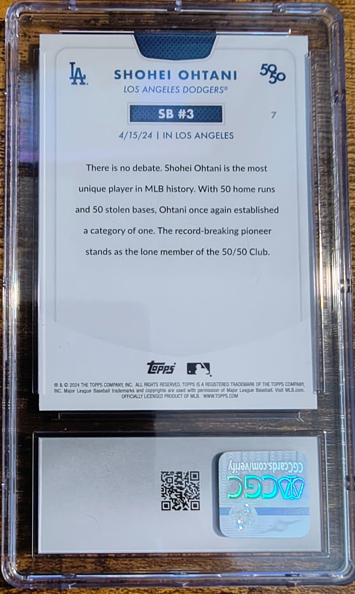Shohei Ohtani 2024 Topps 50/50 #7 CGC Grade 9