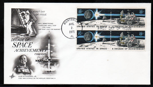 Decade of Space Achievements - First Day Cover - 1971 - Neil Armstrong & Alan Shepard