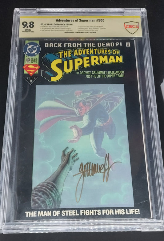 Adventures Of Superman #500 CBCS 9.8 Signed: Tom Grummet