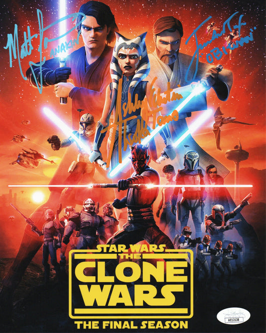 Clone Wars animated series: 3 Cast signed 8x10 photo-JSA